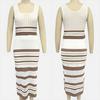 Two Piece Skirt Set for Women Striped Bodycon Slit Midi Skirt And Sleeveless Crop