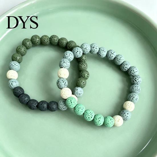 Elastic Rock Beaded Bracelet Obsidian Stone for Men Women, Colorful Beads Dopamine Color Wristband Stackable Stretch Bracelet, Aromatherapy