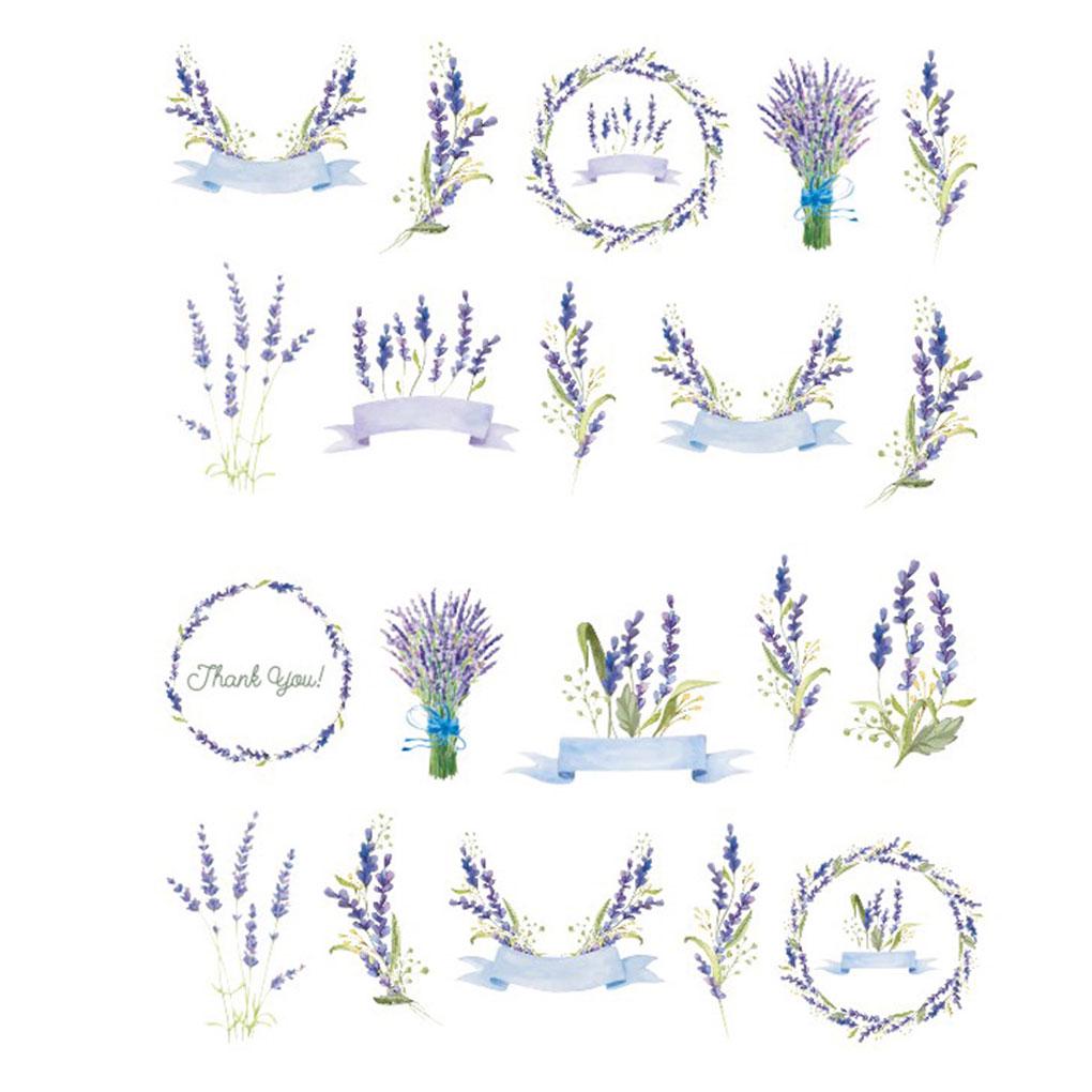 

Women Girls Lavender Water Sticker Art Manicure Flower Pattern Wraps Decals