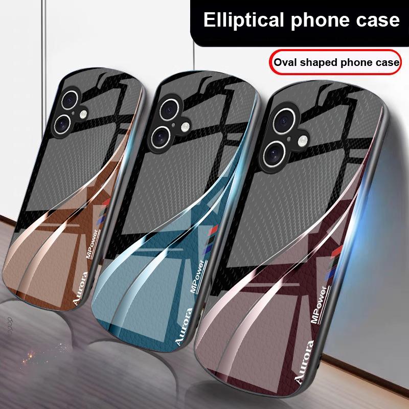 Hochwertige Lederstruktur Für iPhone 17 16 15 14 13 Plus 12 mini 11 Pro Max XR Xs Max X 7 8 6S 22 20 Elliptische Glas-Handyhülle