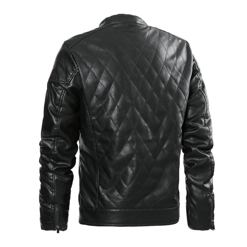 Men's Winter Velvet PU Leather Jacket Stand Collar Motorcycle Leather Jacket Casual Jacket Korean Style Men's Clothing