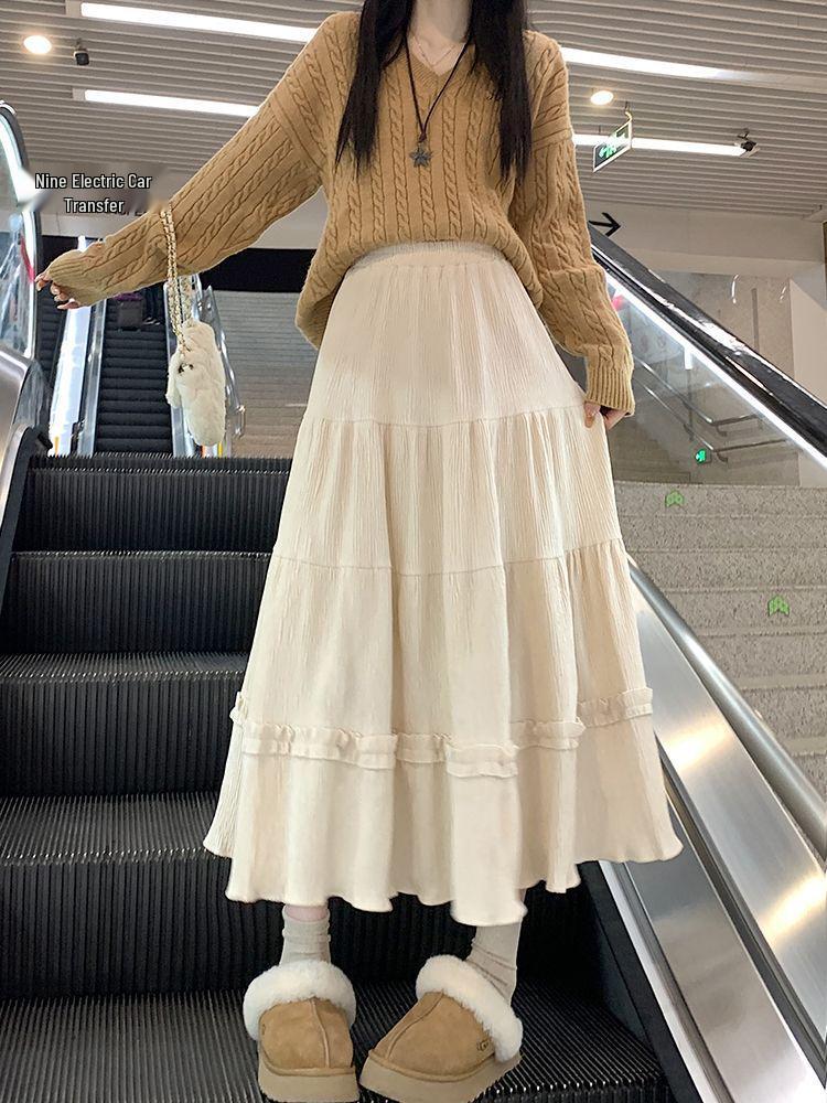 2025 High Waist Corduroy A-Line Mid-Length Skirt for Women - Autumn/Winter Collection