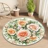 Rose floral pattern Flannel-printed round floor mats are slip-resistant Suitable for living room bedroom terrace garden carpets