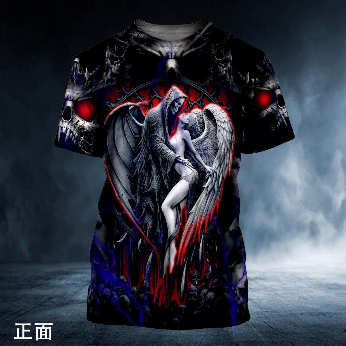 

Летний топ с круглым вырезом и 3D-принтом в виде скелета, модная повседневная мужская футболка с коротким рукавом XS