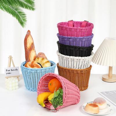 Detachable Bicycle Basket, Imitation Rattan Bicycle Basket, Front Handlebar Storage Bag, Backpack Cycling Accessories