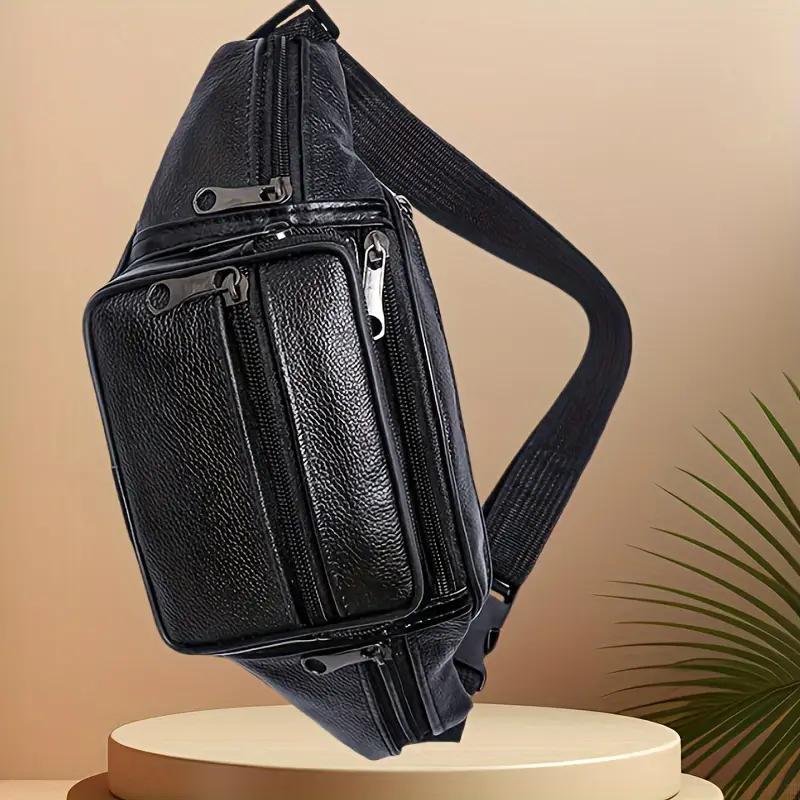 2025 New Men's Waist Bag, Shoulder Bag, Chest Bag, Fashion Soft Leather Fashion Sport Cross-Body Bag
