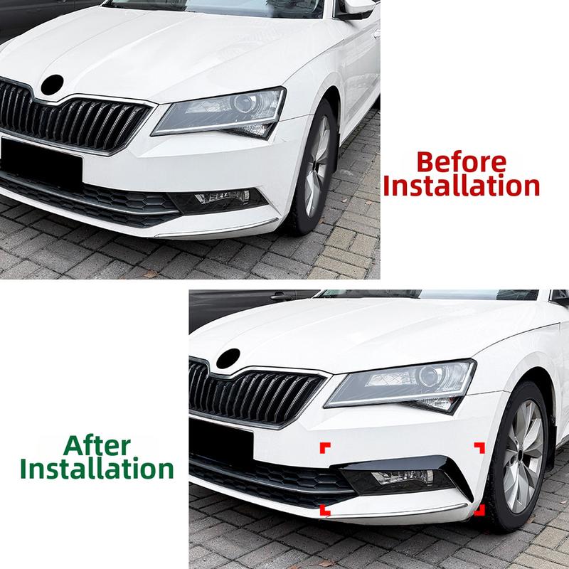 2PCS Front Bumper Splitter Wind Fog Lamp Frame Cover Trim For Skoda Superb MK3 2015 2016 2017 2018  ABS Piano Black Carbon F