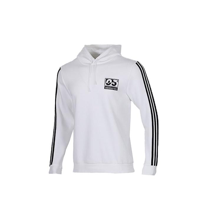 adidas neo Sports Pullover hooded Long Sleeves White Men s FU1041 M