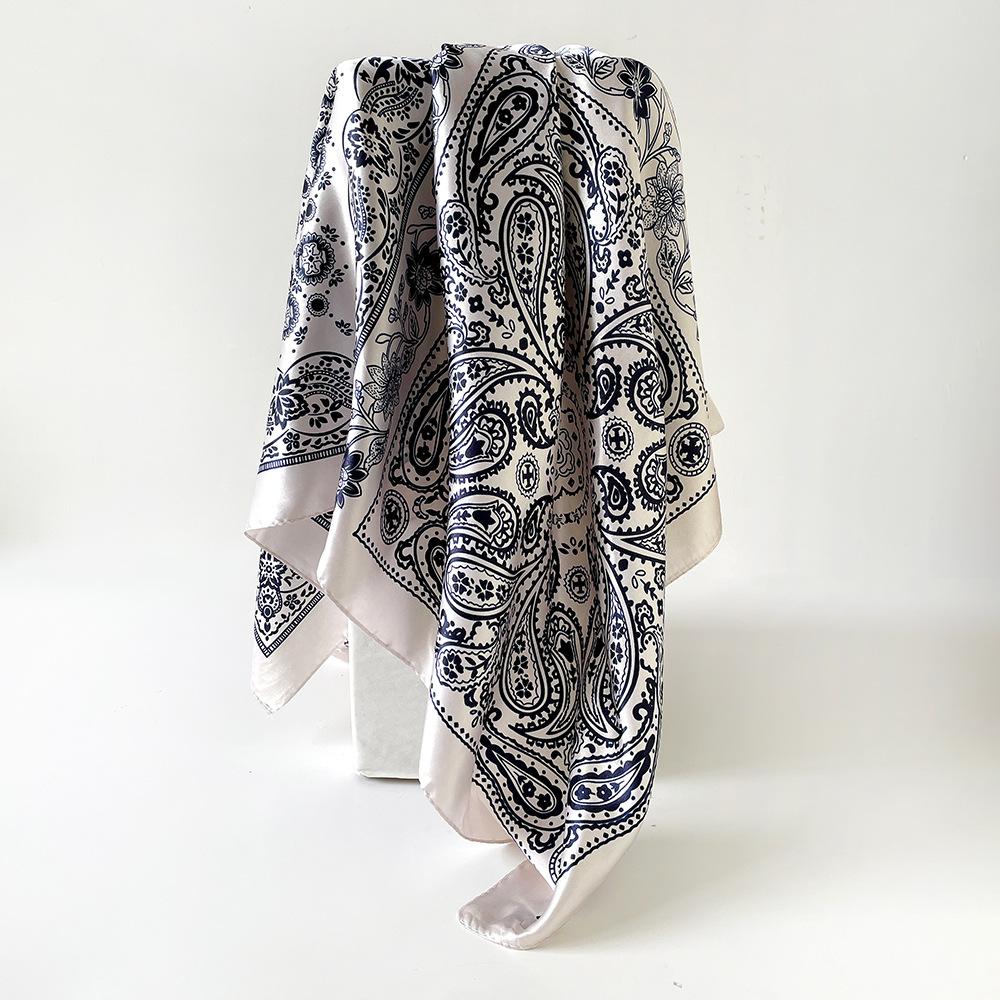 

Большие квадратные платки из сатина 90*90 см - Шарф на шею, как шелковый, Повязки для волос для сна, Сатиновые шелковые шарфы для женщин 90*90