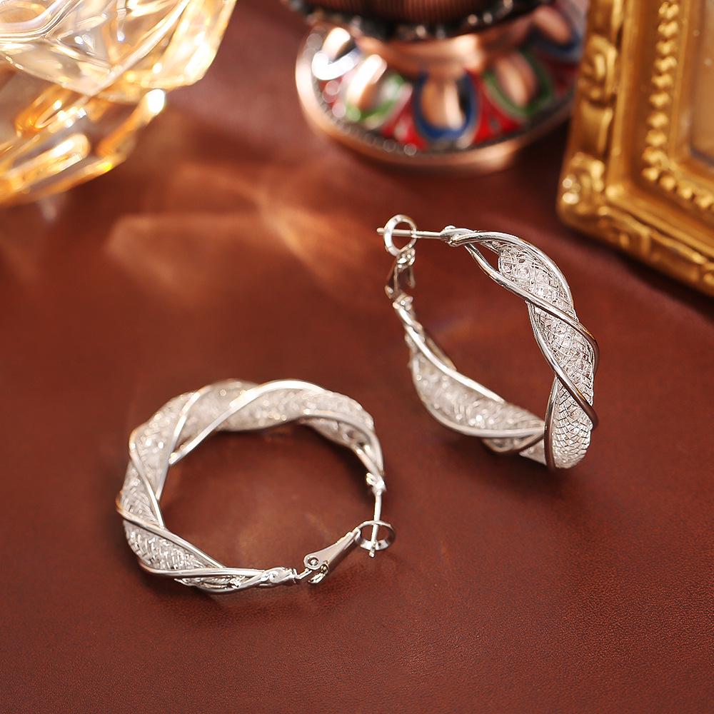 European & American INS Style Gold Mesh Earrings – High-End Fashion, Luxury, and Contemporary Design