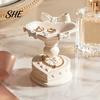 Jewelry Organizer Tray Heart Shape Tray, with Bow Design, 3D Printed Desktop Storage Organizer, Double Layer Stand Matte Finish Macaron Color Display