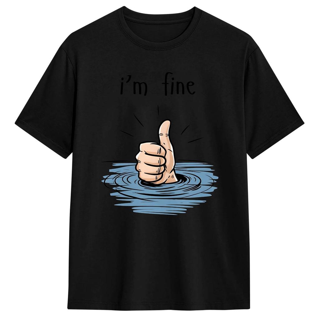 T-shirt Streetwear Spiaggia Sì Sto Bene Nessuna Preoccupazione Teschio Divertente Citazione Magliette Novità 100% Cotone T-shirt Manica Corta Top