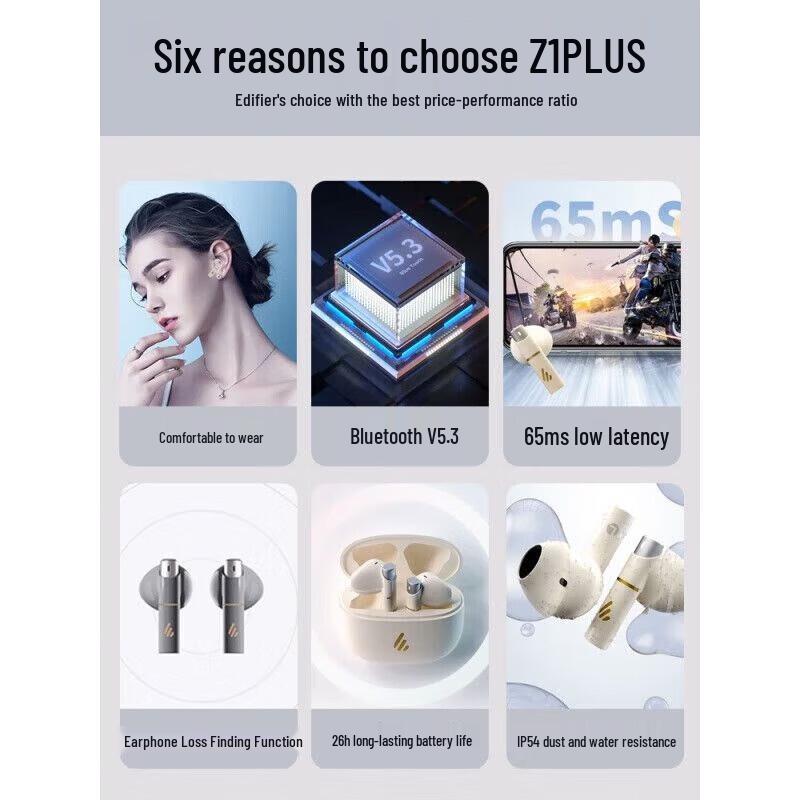EDIFIER Z1plus True Wireless Half-In-Ear Bluetooth Earbuds