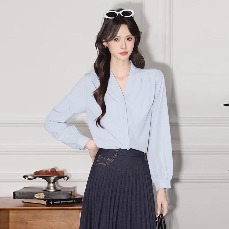 Women s V-Neck Wrinkle-Free Chiffon Blouse 39