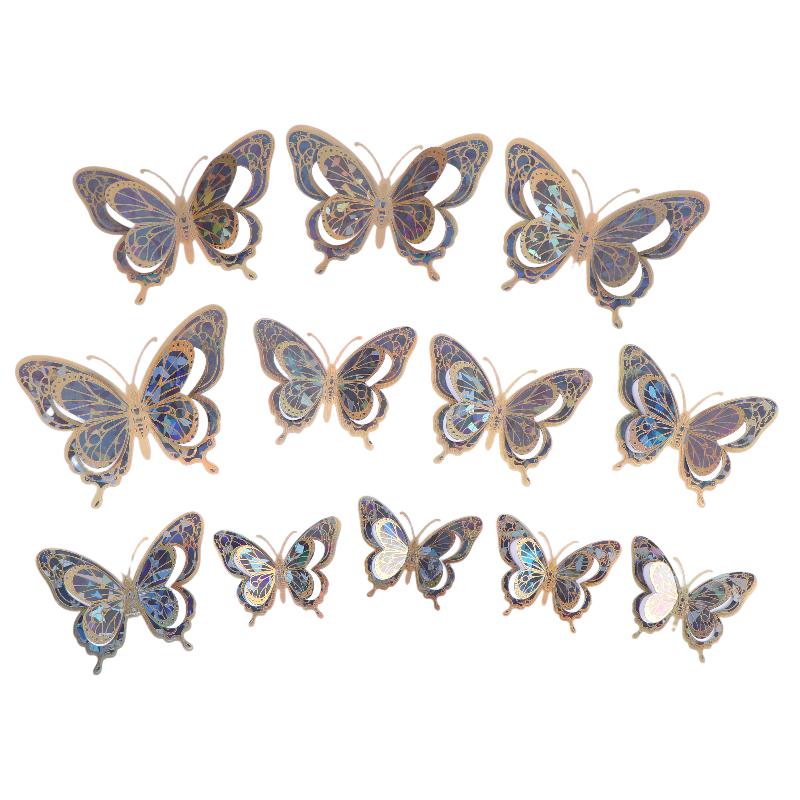 12Pcs Waterproof Butterfly Stickers Self Adhesive Ideal for Scrapbooking and DIY Projects