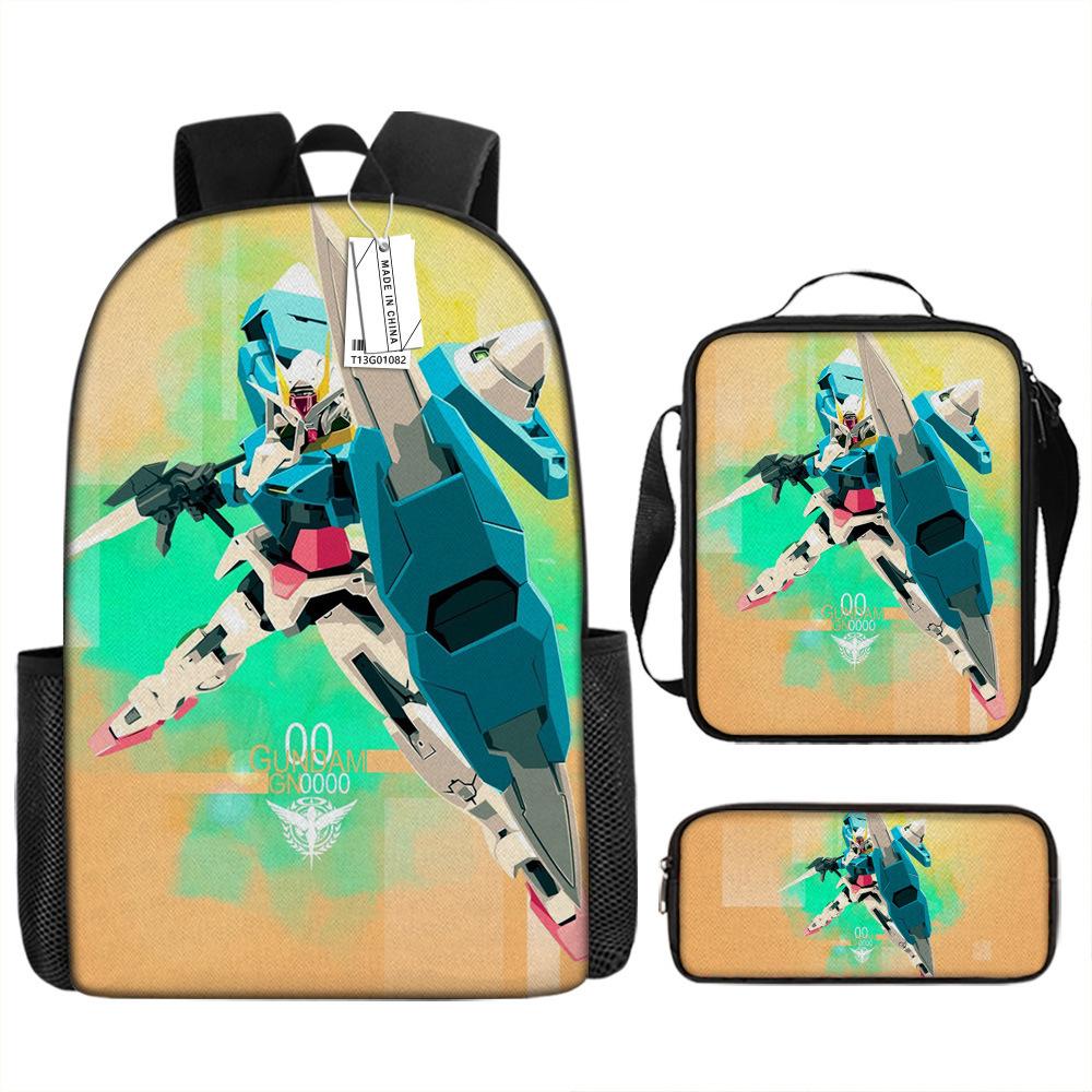 Gundam Mecha Schultasche Jungen und Grundschüler Ultraleichter Rückenschutz Rucksack Jungen Animation Kinderrucksack Dreiteiliges Set
