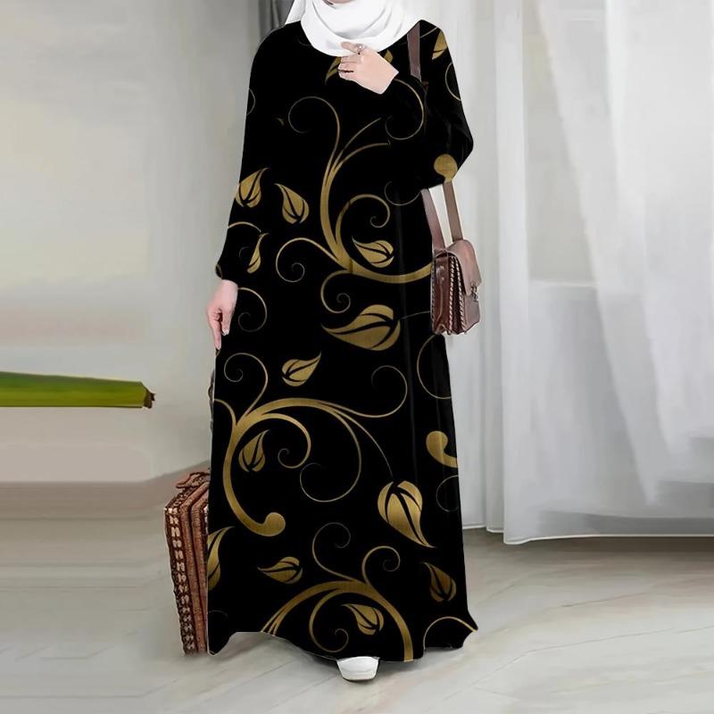 

Черное платье, с длинным рукавом, элегантное и облегающее, с креативным белым цветочным узором, демонстрирующее элегантный стиль мусульманских платьев 5XL красный