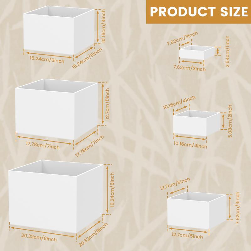 

6Pcs Acrylic White Cube Five-sided Desktop Storage Box Dessert Cake Box Toy Figures Table Display Stand Cupcake Brunch Parties