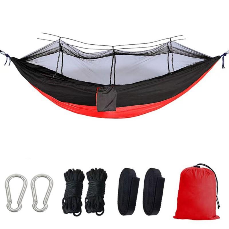 Lightweight Nylon Hammock With Mosquito Net Camping Hiking Outdoor Single Double Use Portable Travel