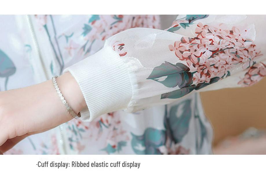 Chiffon Langarm Sonnenschutzjacke für Damen - Mittleren Alters Lässig Übergröße Bedruckte Strickjacke Oberbekleidung
