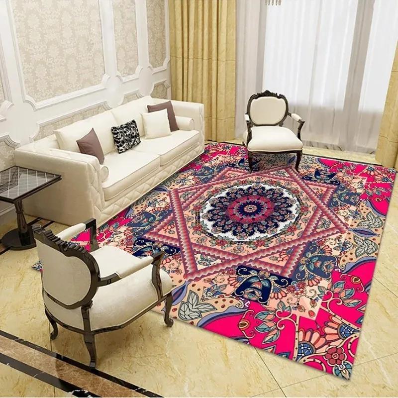 Bohemian Vintage Carpet Large Area Living Room Sofa Mat Bedroom Office Muslim Prayer Non-slip Machine Washable Rug Home Decor