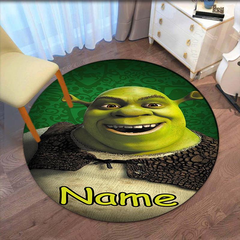 Benutzerdefinierter Name Shrek Aufdruck Runder Teppich Teppich Stuhlteppich Bereichsteppich Eingang Fußmatten, für Bürostuhl Wohnzimmer Schlafzimmer Küche.
