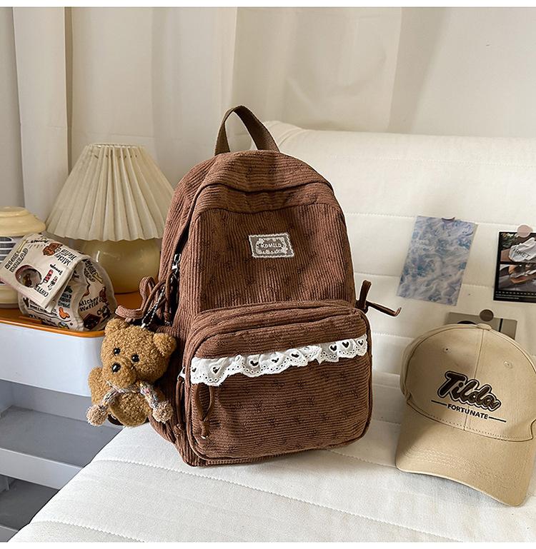 Schoolbag Korean Ins Style Backpack for Girls Junior High School Students, White High-value 1011 New Bow Campus Schoolbag for Women