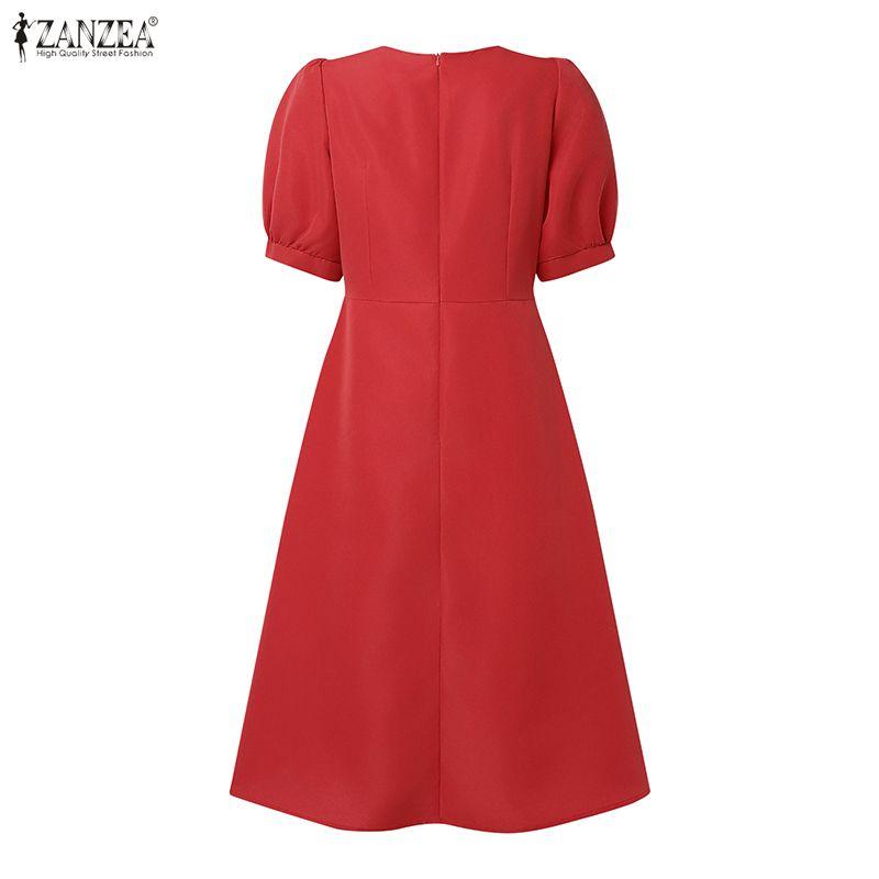 ZANZEA Abito estivo casual da donna con scollo rotondo e maniche corte