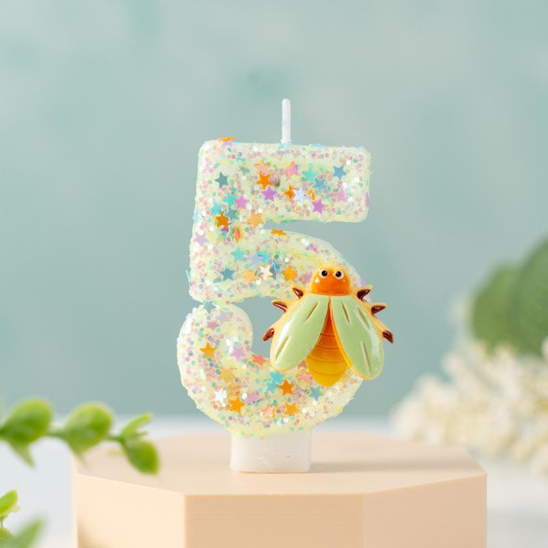 Creative Insect Digital Birthday Party Atmosphere Cake Decoration Candles 0-9