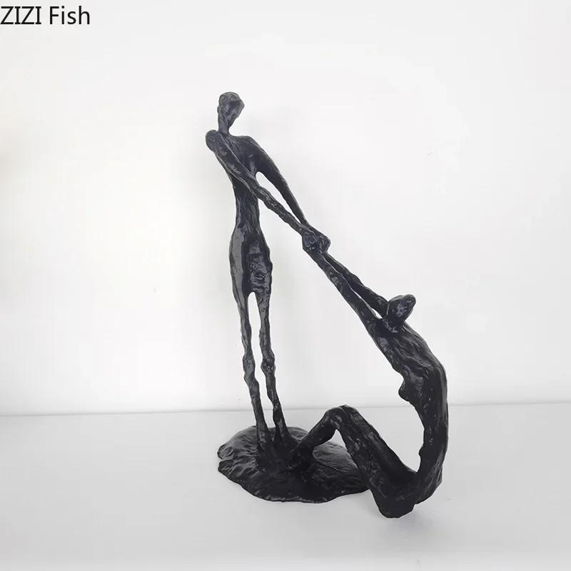 Double Figures Dancer Statue Desk Decoration Modern Crafts Ornaments Abstract Character Metal Sculpture Room Aesthetic Decor