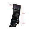Willow Studded Buckle Splicing Cowboy Pleated Boots Women Spice Girls Ladies Slim Heel Sexy Versatile Women's Shoes