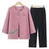 Mom's Stylish Chinese-Style Summer Top: Elegant Fake Two-Piece for Women and Grandmas