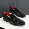 Personalized Foot Set Loafers Willow Spikes Men's Studded Leather Shoes Korean Hair Stylist Bean Shoes Handmade Dress Shoes A8