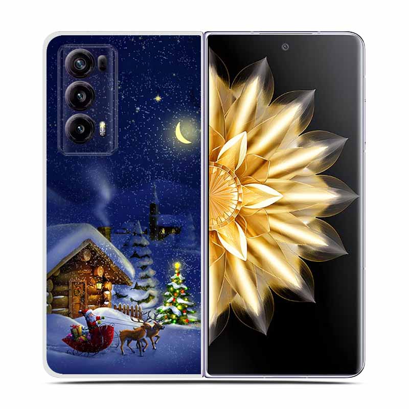 For Honor Magic V2 Case VER-AN1 Christmas Cute Clear Hard Plastic PC Back Cover For Huawei Honor Magic V2 5G Coques Cartoon Bags