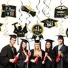 12 buc Aur, Negru Anul Absolvirii 2025 Ornamente Spirale pentru Petrecerea de Absolvire Decor Plafon Negru Auriu Accesorii Cabina Foto Petrecere de Absolvire Petrecere