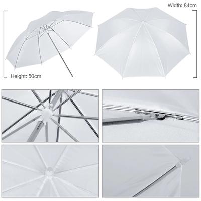 33 İnç Beyaz Şemsiyeli Stüdyo Fotoğrafçılığı Şemsiye Seti * 2 + 2M Metal Tripod Standları * 2 + E27