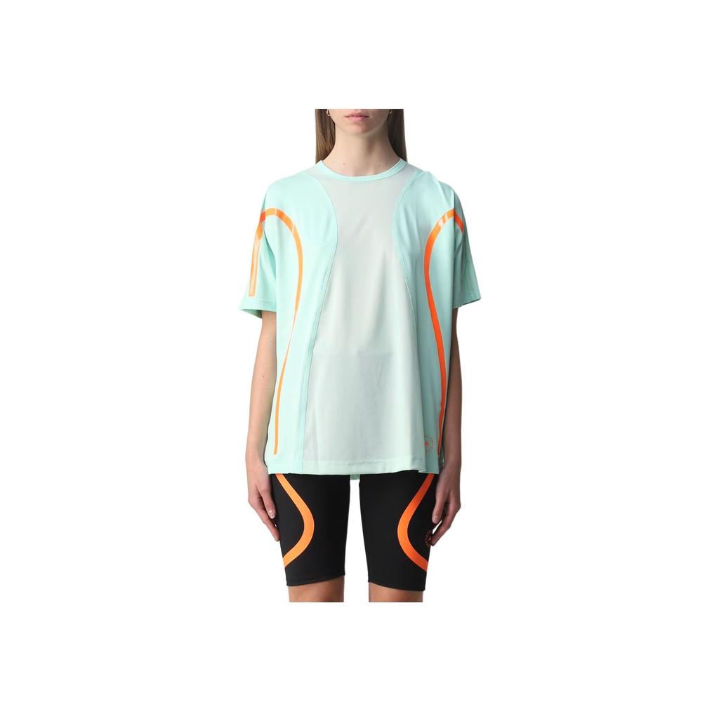 Adidas X Stella McCartney Collaboration Loose Breathable Running Sports Short Sleeve T-Shirt Women Tops Light-Green HD9114