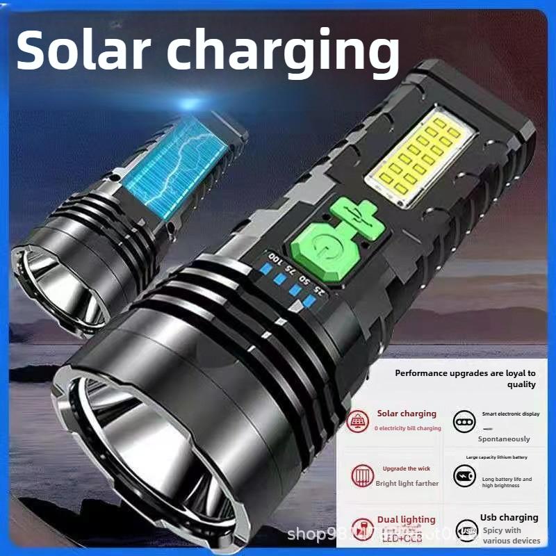 Solar Sterkt Lys Utendørs Supersterk Høy Effekt Lang Rekkevidde Bærbar Søkelykt