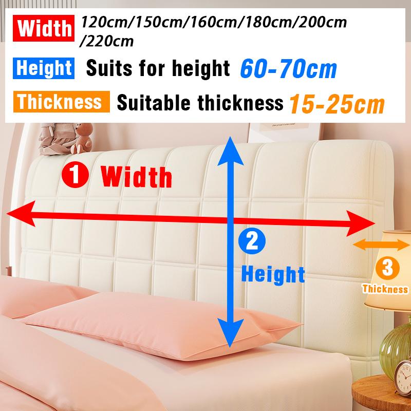 Grid Pattern Bedhead Cover Stretch Soft All-Inclusive Headboard Covers Solid Color Thicken Dustproof Backrest Protector Cover