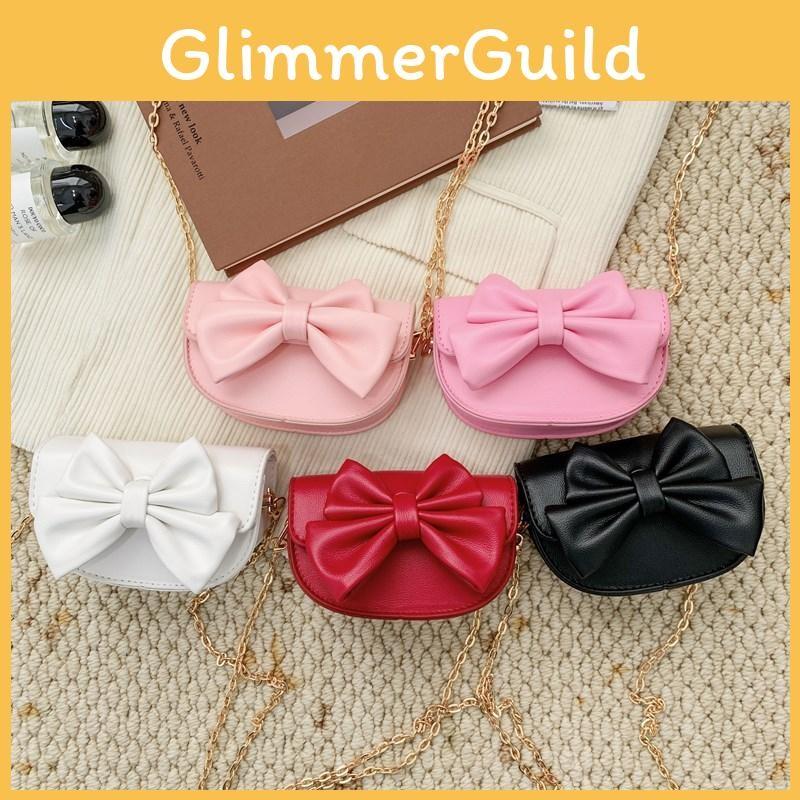 Decoration Bow Cute Solid Color Children Shoulder Chain Bag For Casual Outings