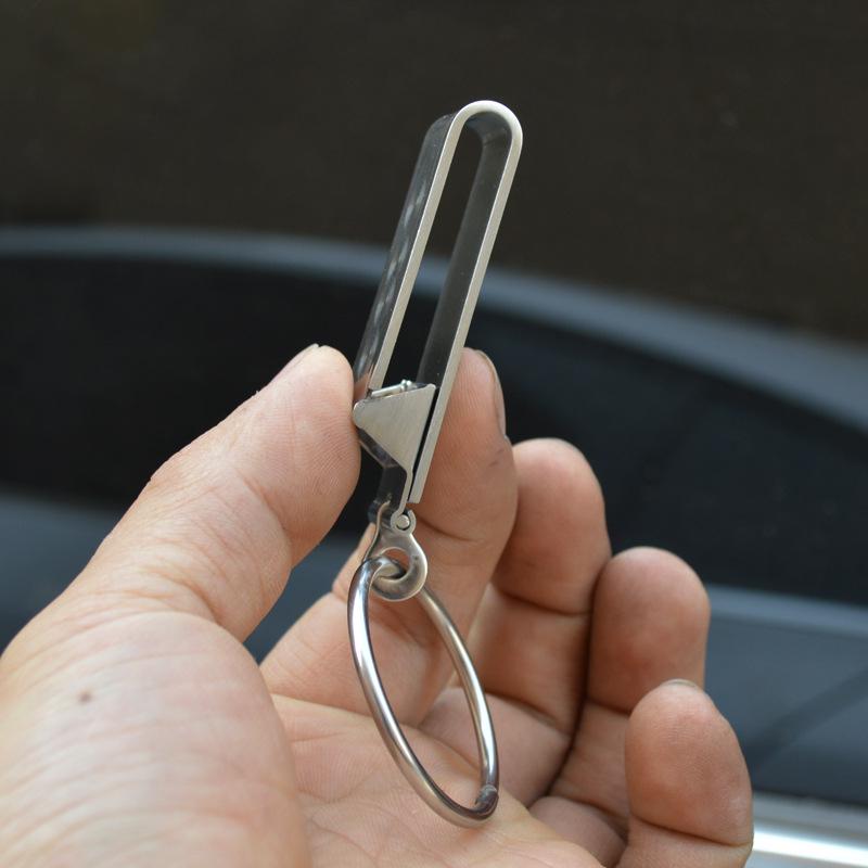 Męski brelok do kluczy ze stali nierdzewnej z klipsem do paska i blokadą szybkiego uwalniania