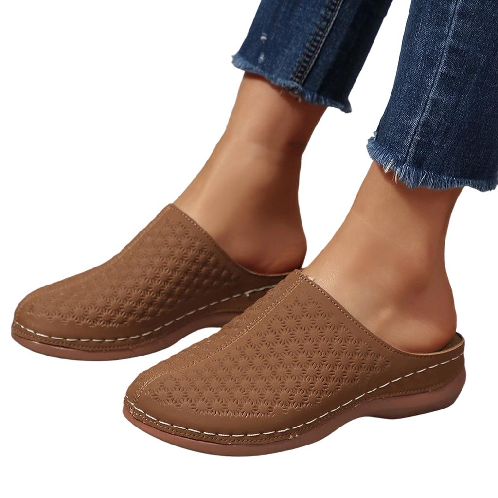 Women's Slip On Sandals Breathable Cutout Design Comfortable Footbed Lightweight Casual Summer Footwear for Daily Wear
