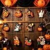 Halloween Wooden Hanging Ornaments Retro Pendants with Lanyard, Vintage Pumpkin Ghost Black Durable Character Cutouts Cat And Bat Designs for