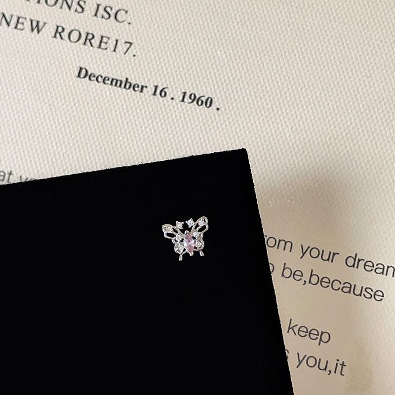 Pink Zircon Bowknot Heart Screw Stud Earrings - Versatile and Sweet Women's Ear Jewelry