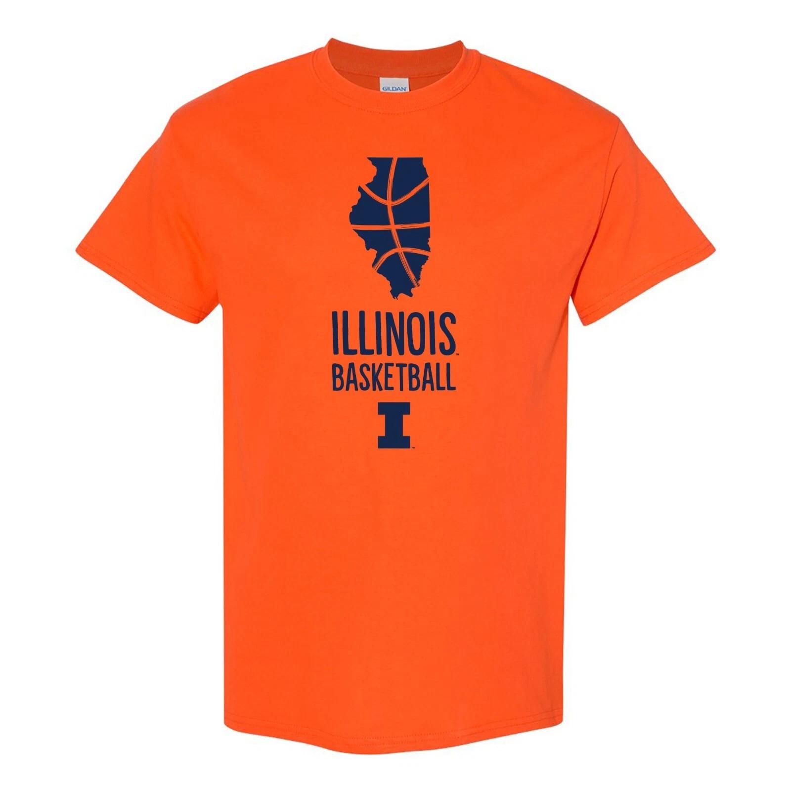 Illinois Fighting Illini Basketball Brush State T-Shirt - Orange XL