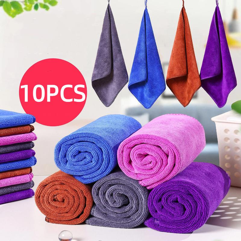 5/10Pcs Multicolor Microfiber Cleaning Cloth Absorbent Reusable Dishwashing Towel For Kitchen Bathroom Car Use