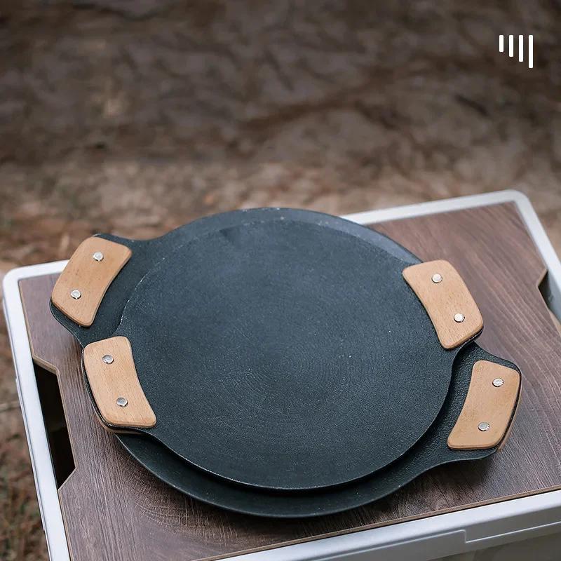 Håndtak til grillpanne i tre Anti-skoldende Varmebestandig Isolert grep Erstatning for Saus Grillpanne Steketakke Utendørs Camping