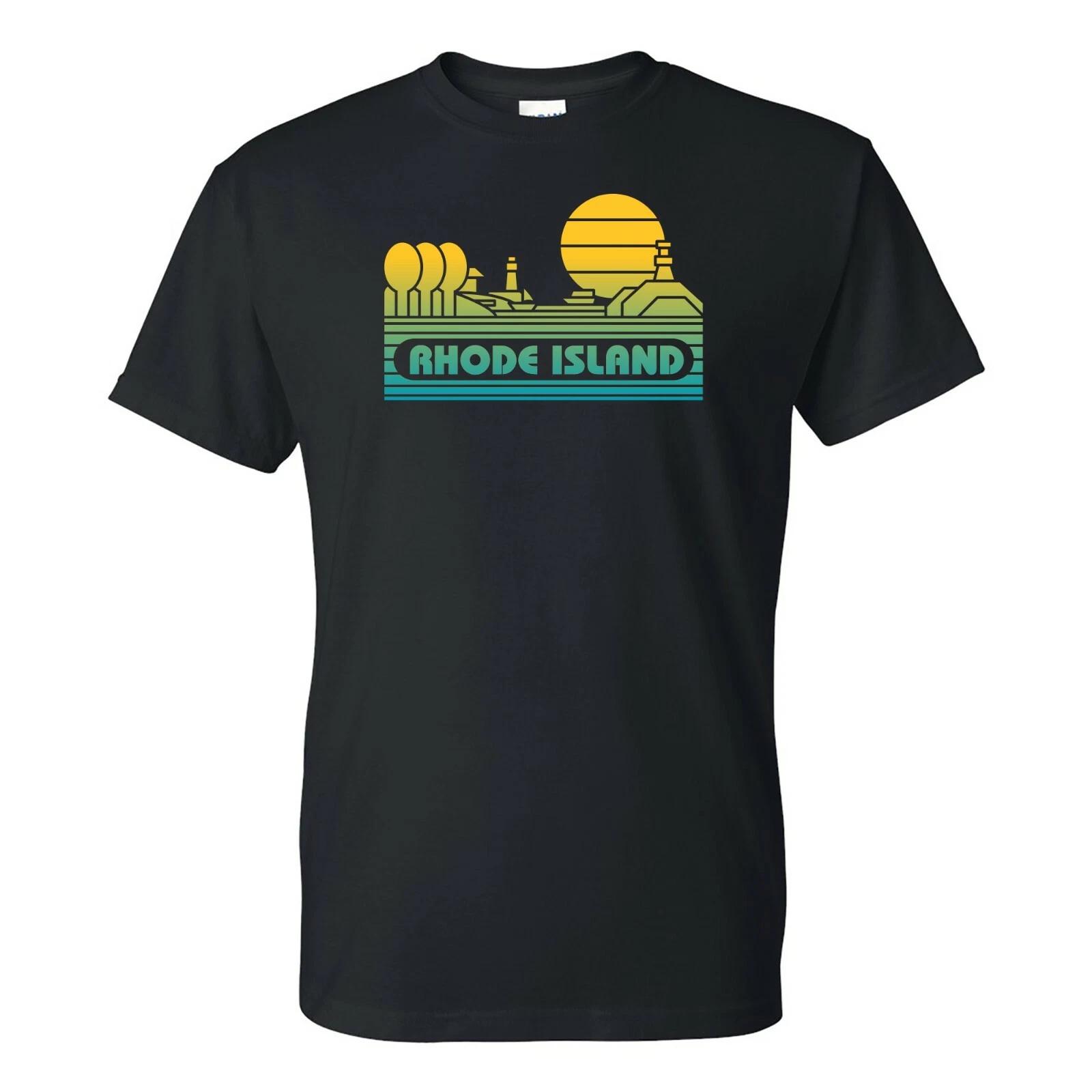 Rhode Island Groovy Sunset - Landscape Vacation Home State T Shirt - Black 4XL