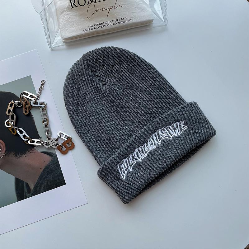 Korean Ins Super Hot Knitted Hat Men Autumn and Winter Retro Embroidery Cold Hat Spring and Autumn Hip Hop Trendy Brand Woolen Hat Women