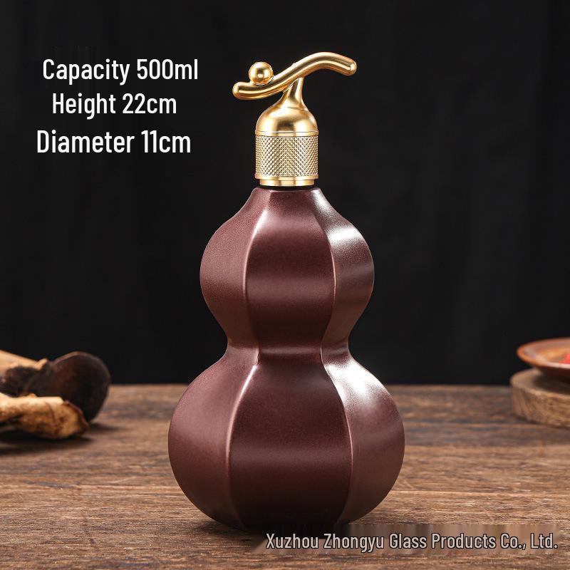 New Half Jin Gourd Glass Wine Bottle Set - Perfect for Home-Brewed Fruit or Health Wines